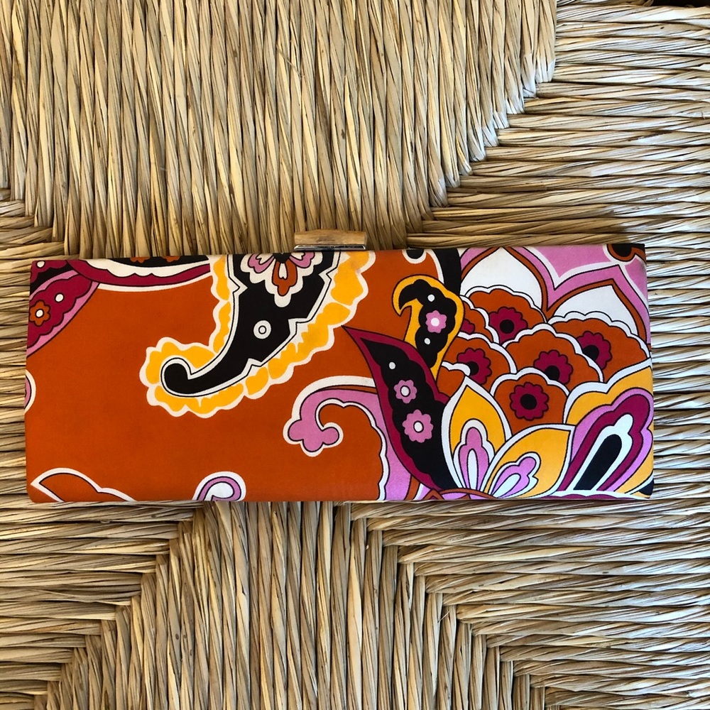 Banana Republic Orange and Pink 100% Silk Clutch